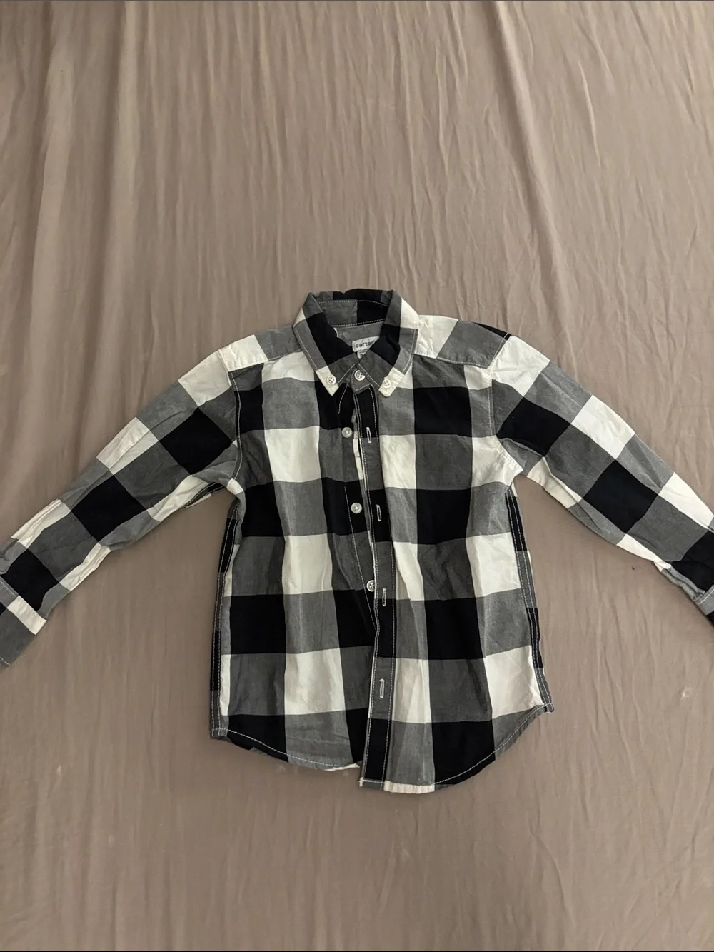 Carter's Black & White Buffalo Plaid Button-Down Shirt